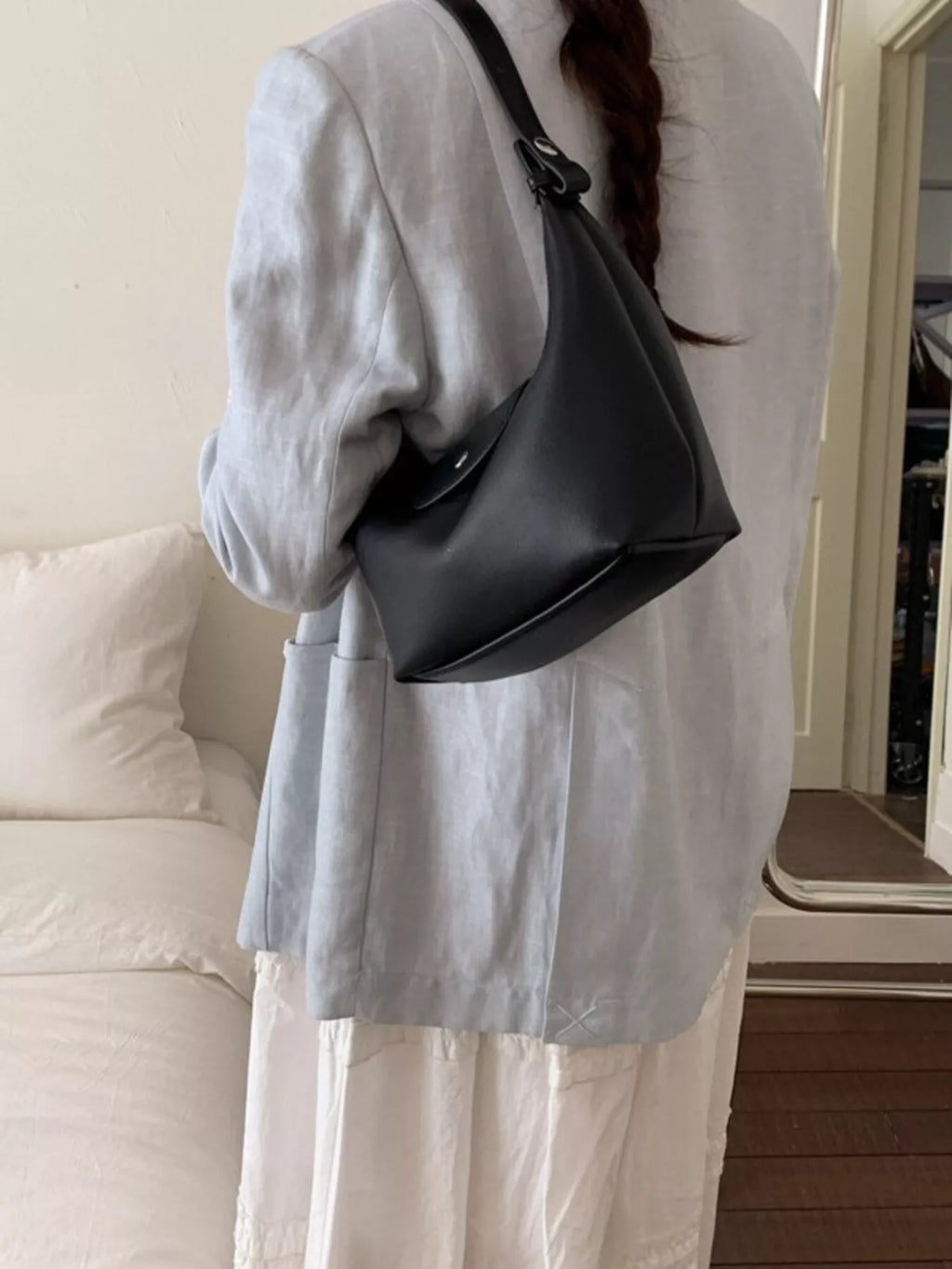 PU Leather Crescent Shoulder Bag for Women