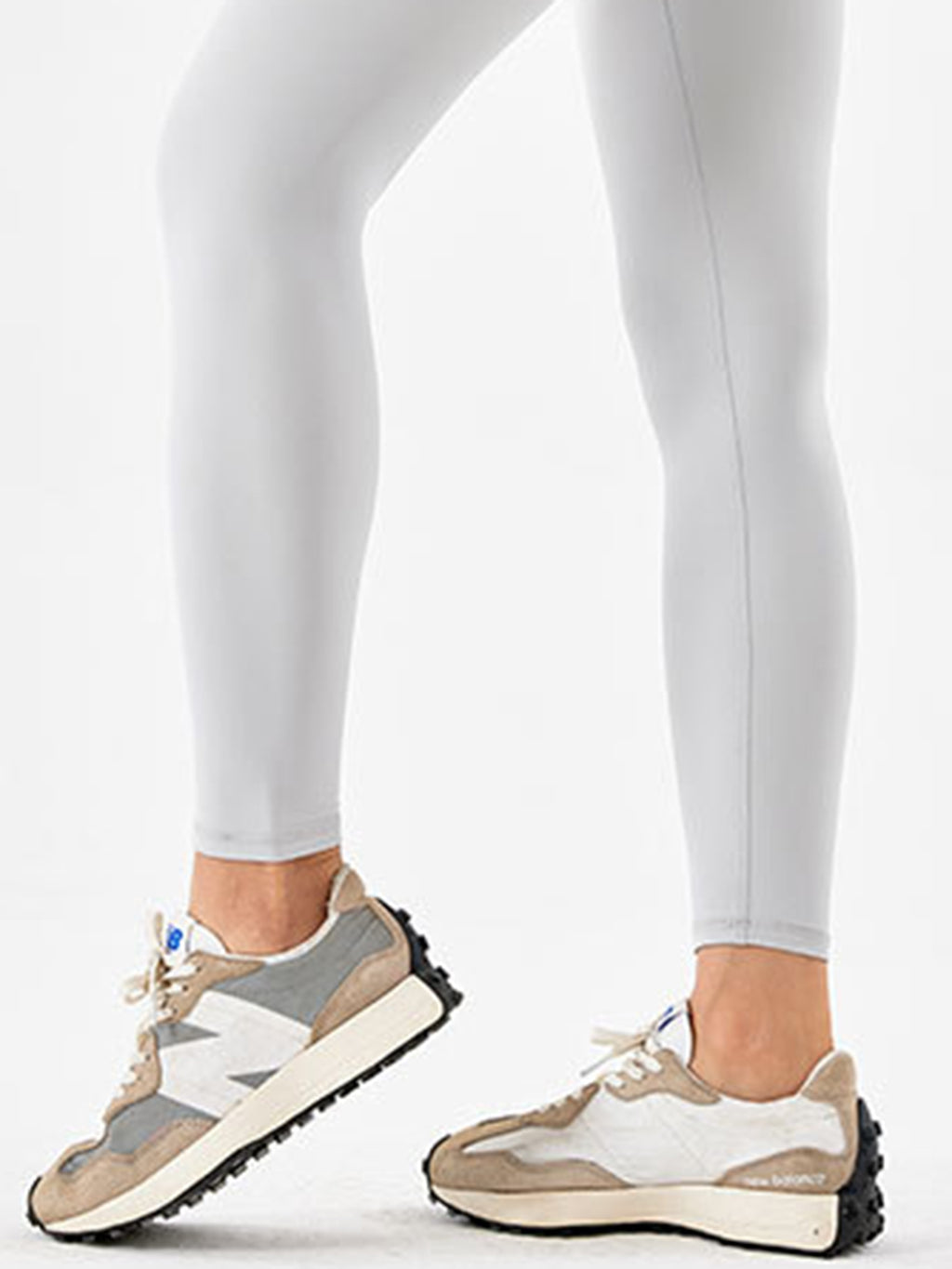 Wide Waistband Sports Leggings in Mocha in Misty Blue for Women