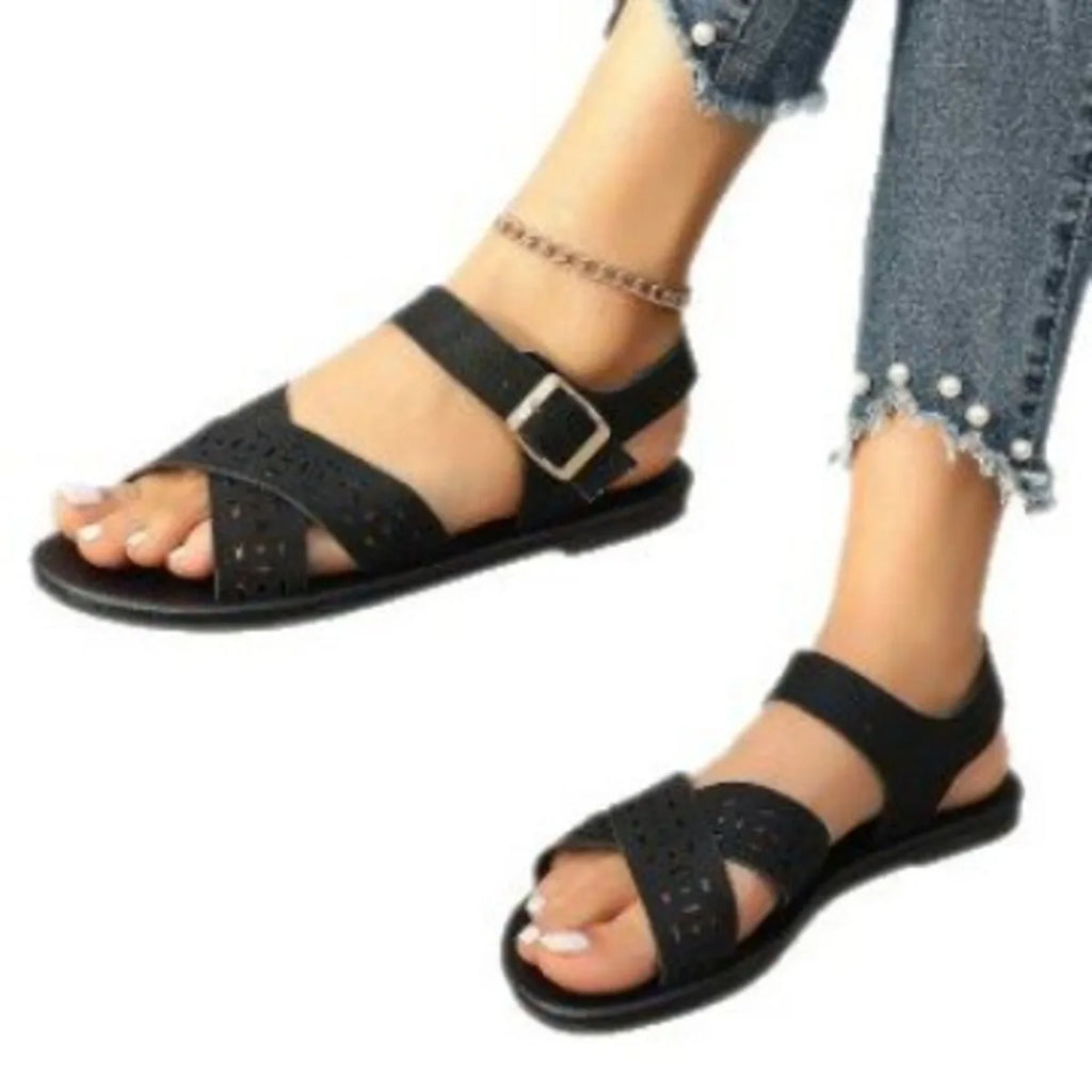 Crisscross Strap Flats Sandals in Light Brown for Women