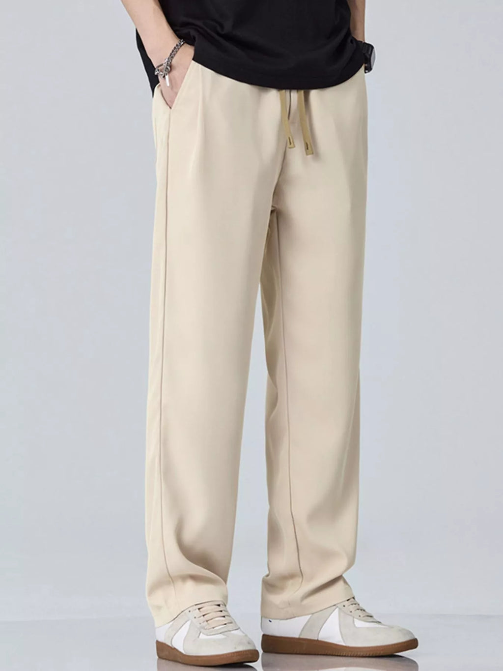 Wide Leg Pants in Dark Gray in Tan for Men