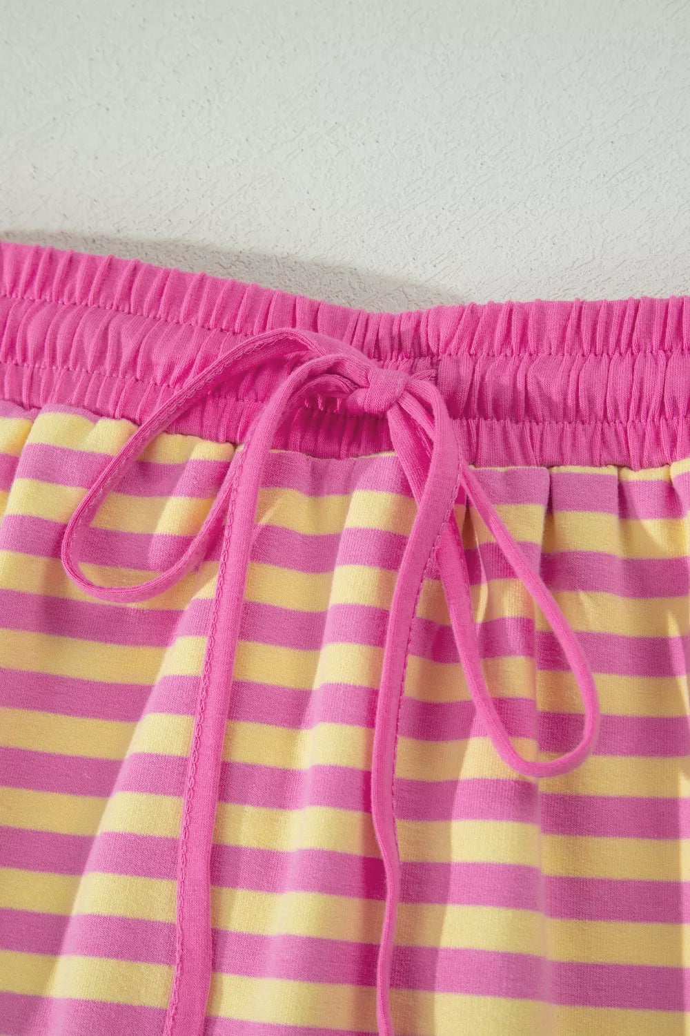 Striped Round Neck Tee and Shorts Casual Set for Women
