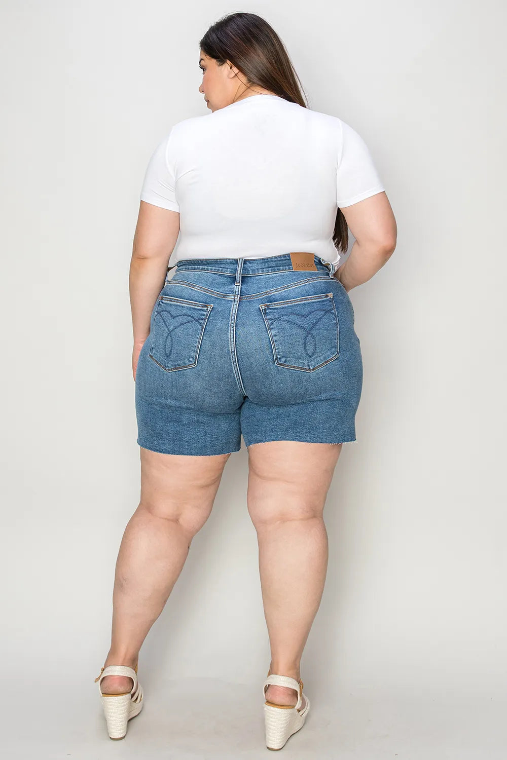 Plus Size High Waist Slim Denim Shorts for Women