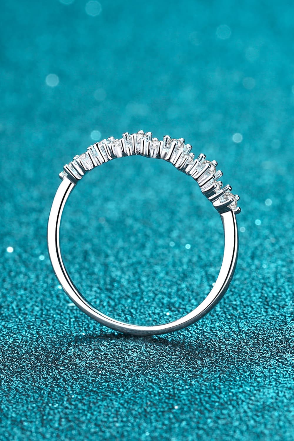 Moissanite Rhodium-Plated Half-Eternity Ring in Silver for Women