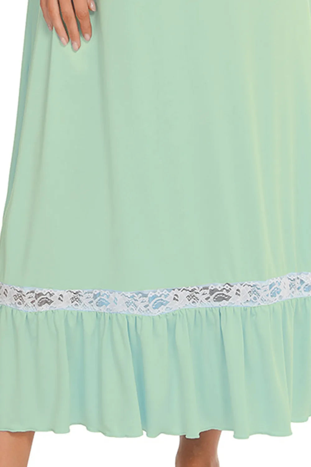 Lace Detail Short Sleeve Lounge Dress in Lilac for Women