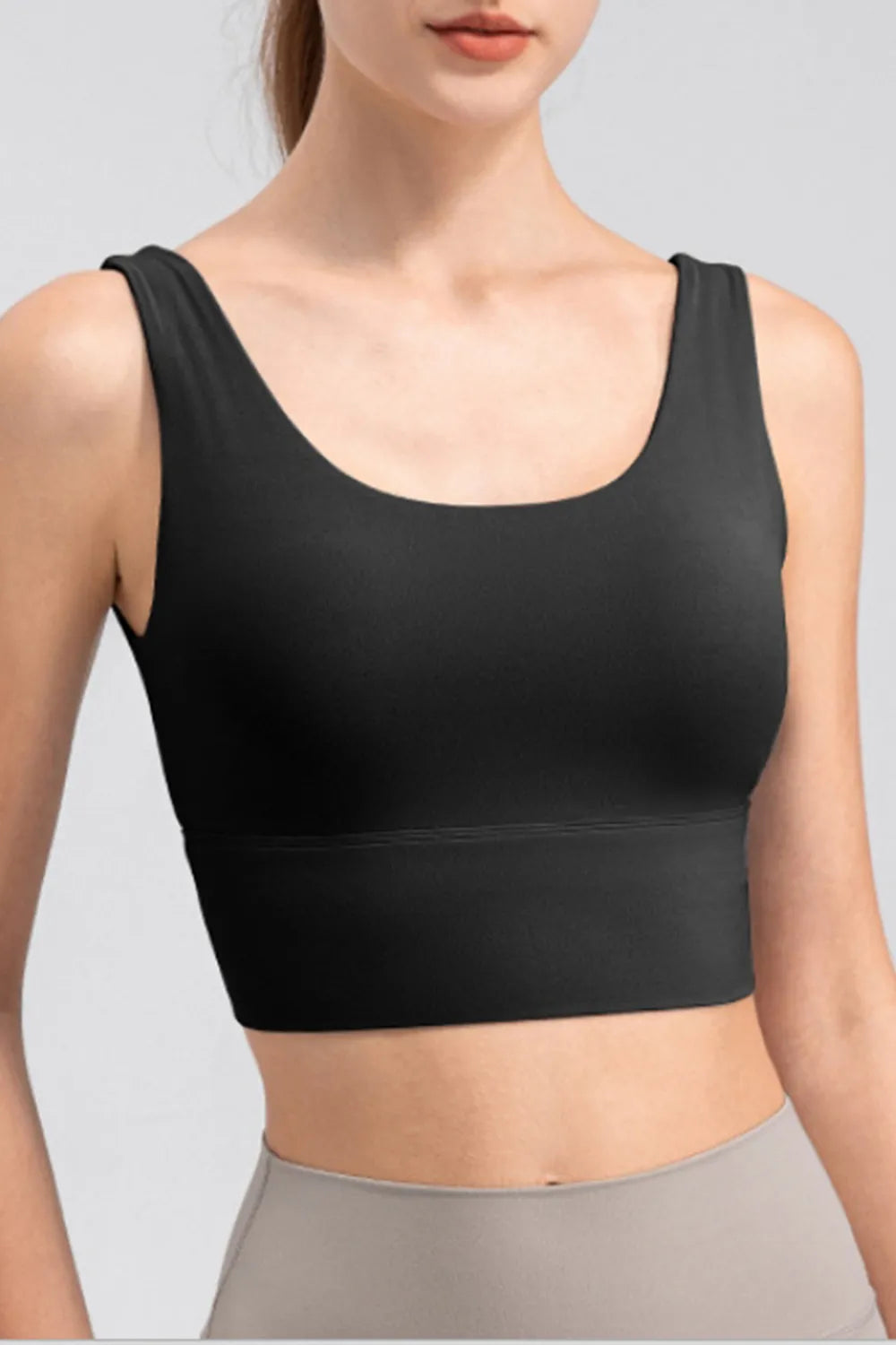 Scoop Neck Wide Strap Active Tank in Coral for Women