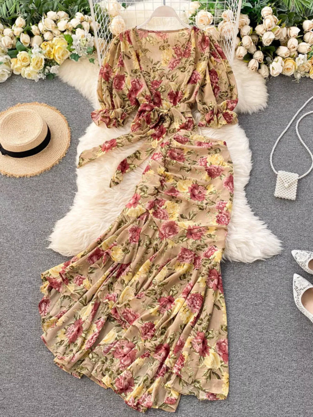 Floral Print Crop Top and Skirt Set for Women