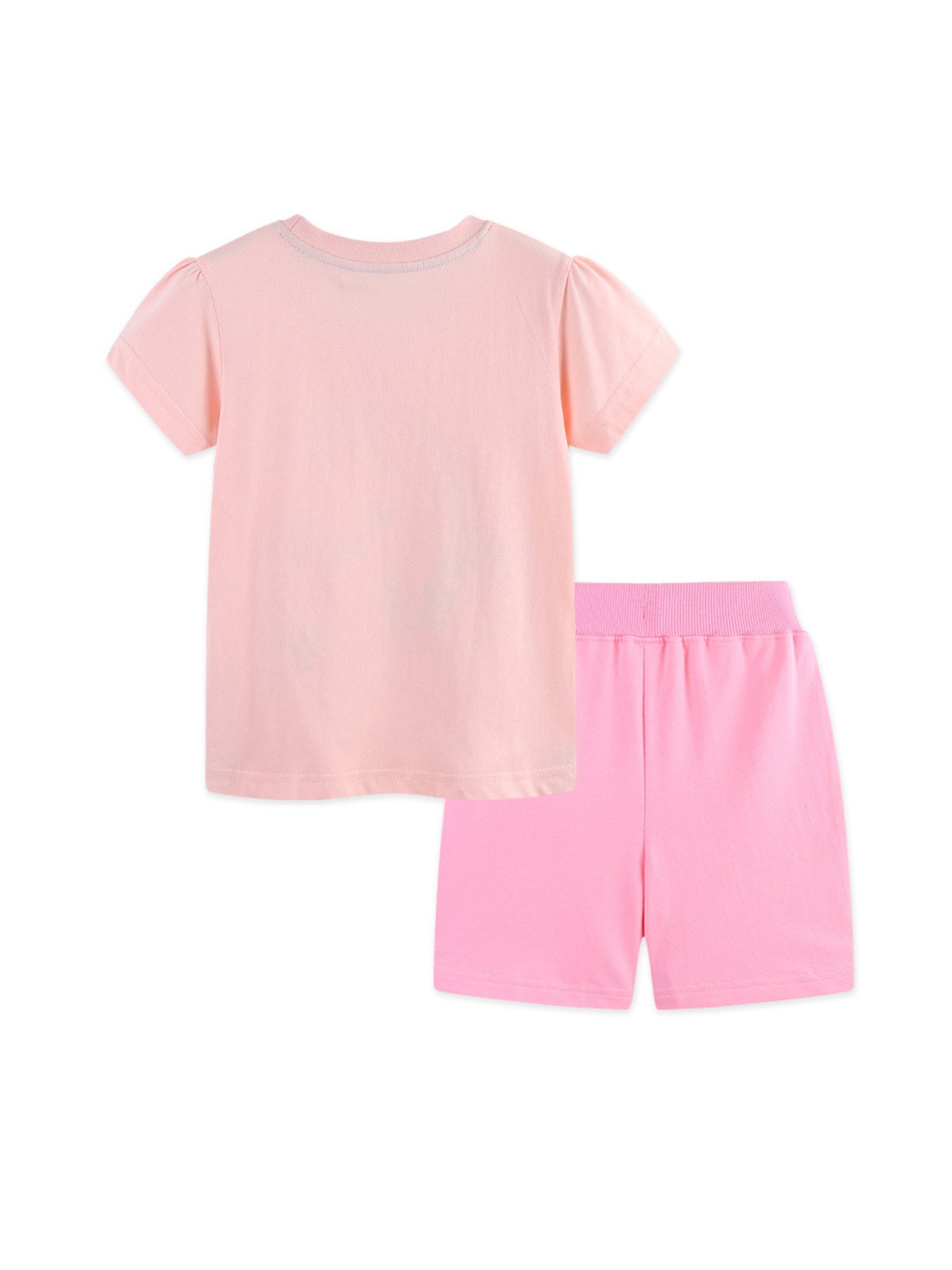 Unicorn Graphic Tee and Shorts Set in Blush Pink for Girls
