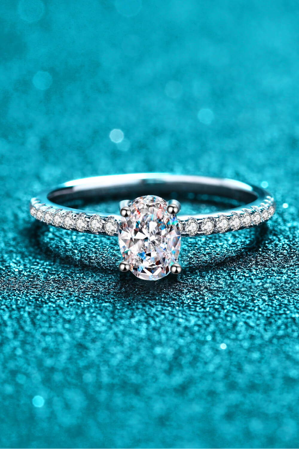 925 Sterling Silver Inlaid 1 Carat Moissanite Ring for Women