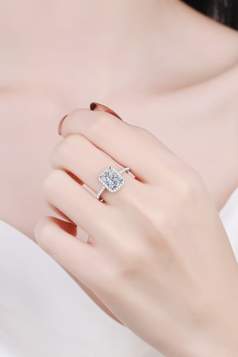 2 Carat Moissanite 925 Sterling Silver Halo Ring for Women