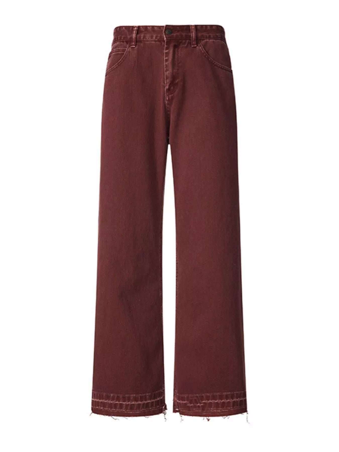 Wash Relaxed Fit Wide Leg Jeans in Berry Red for Men