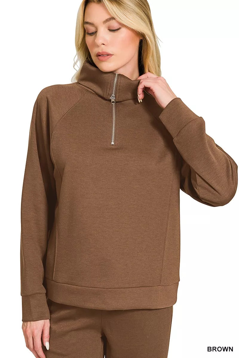 Scuba Half Zip Sweatshirts and Joggers Set for Women