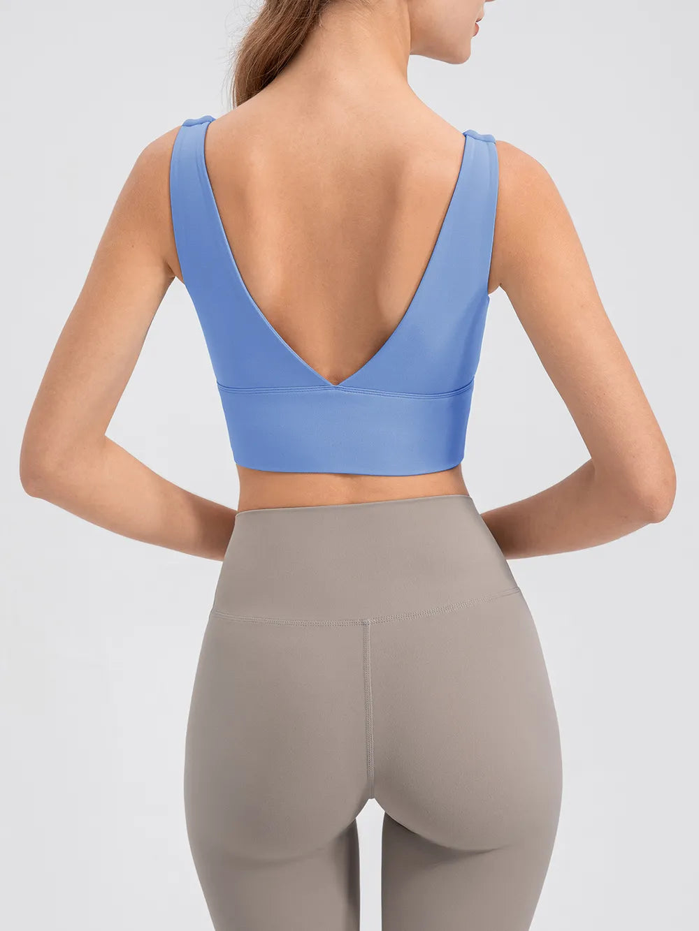 Scoop Neck Wide Strap Active Tank in Blue for Women