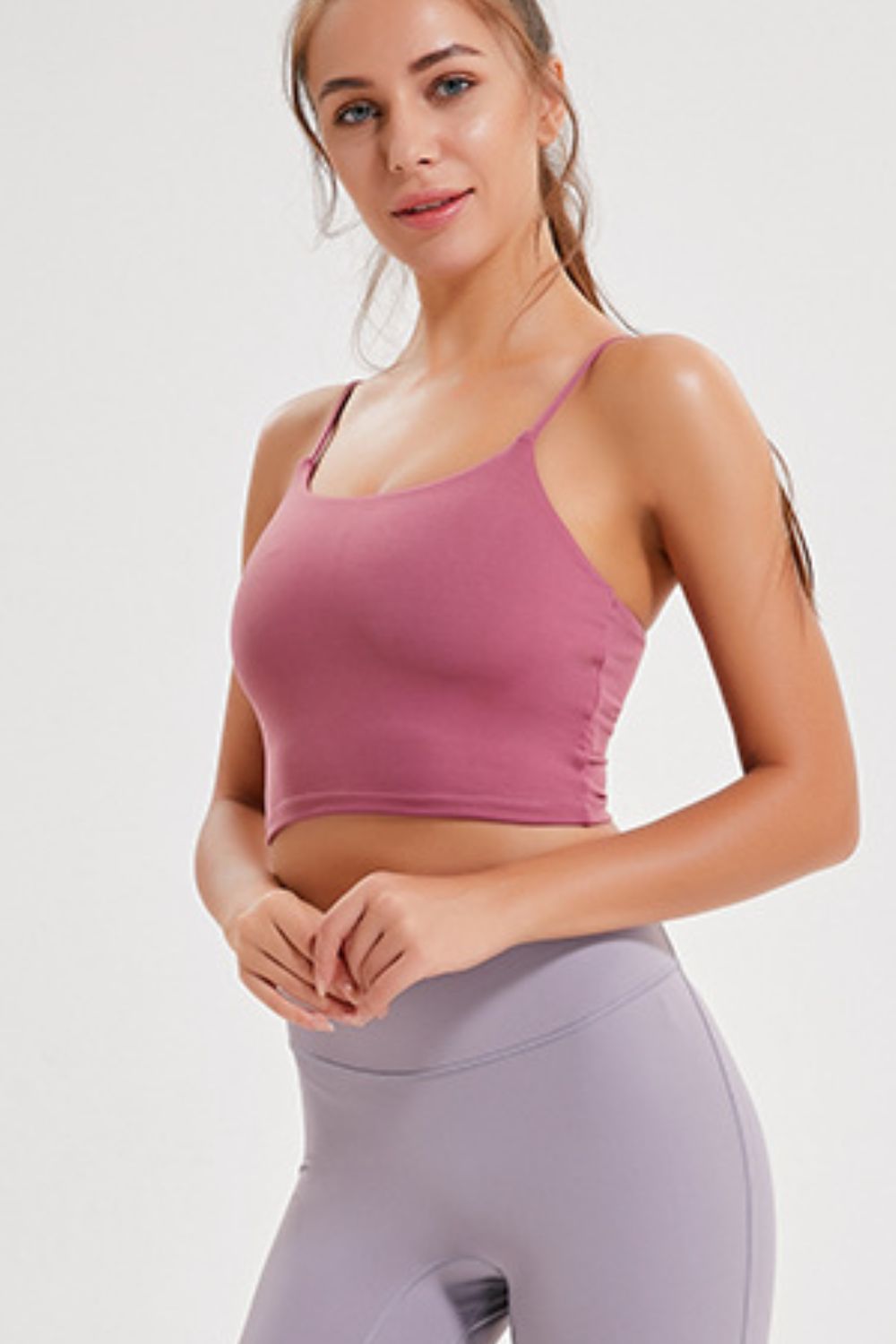 Feel Like Skin Scoop Neck Sports Cami in Cerise for Women
