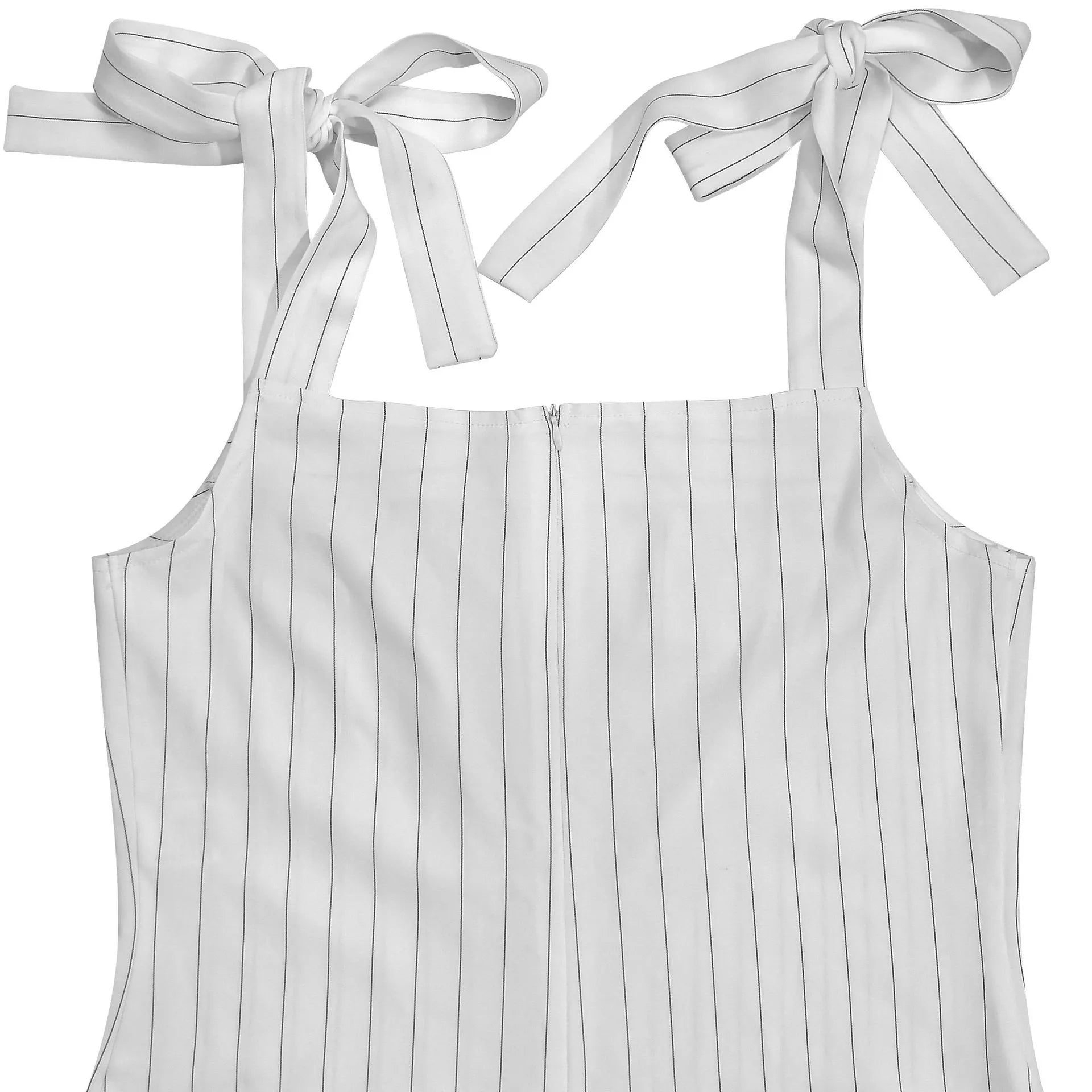 Striped Tie-Shoulder Wide Leg Jumpsuit for Women