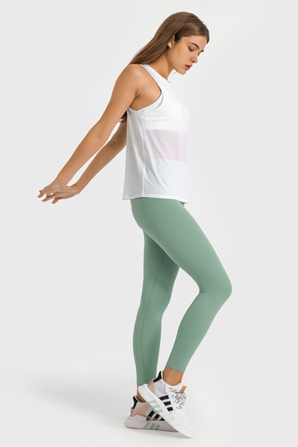 High Waist Ankle-Length Yoga Leggings in Black for Women