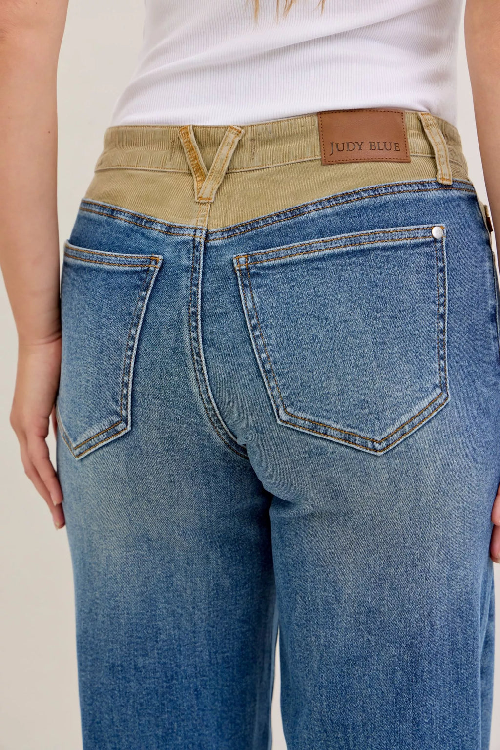 Mr Column Straight Jeans with Corduroy Waist for Women