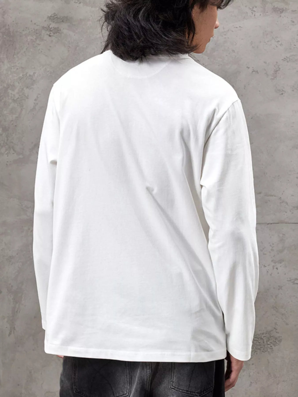 Plus Size Casual Henley Long Sleeve T-Shirt in White for Men