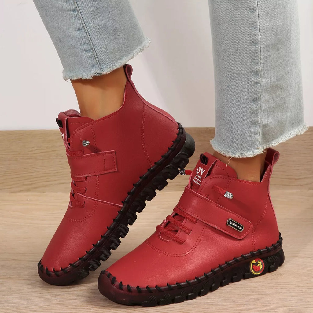Lace Up Platform Ankle Boots in Brown for Women