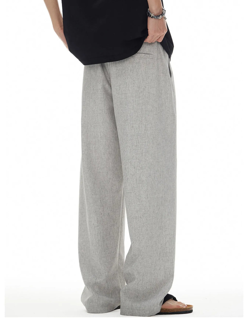 Plus Size Drawstring Wide Leg Pants in Apricot for Men