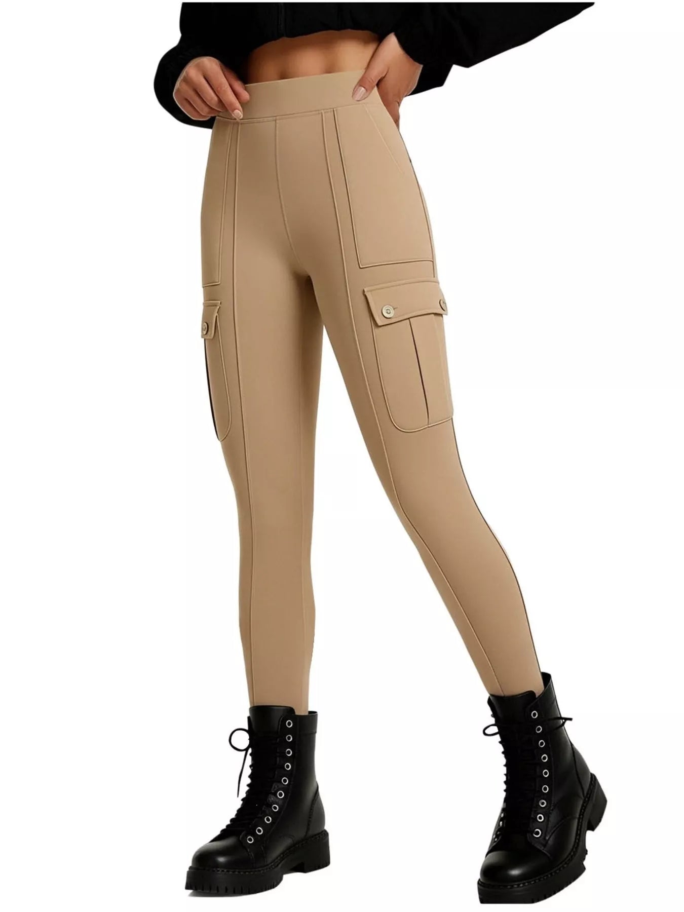 High Waist Active Pants in Black for Women