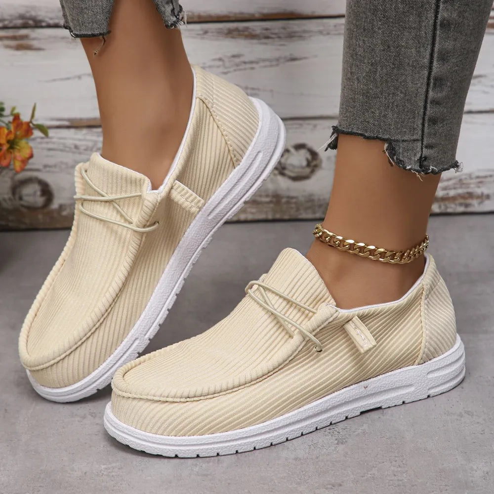 Round Toe Canvas Sneakers in Black for Women