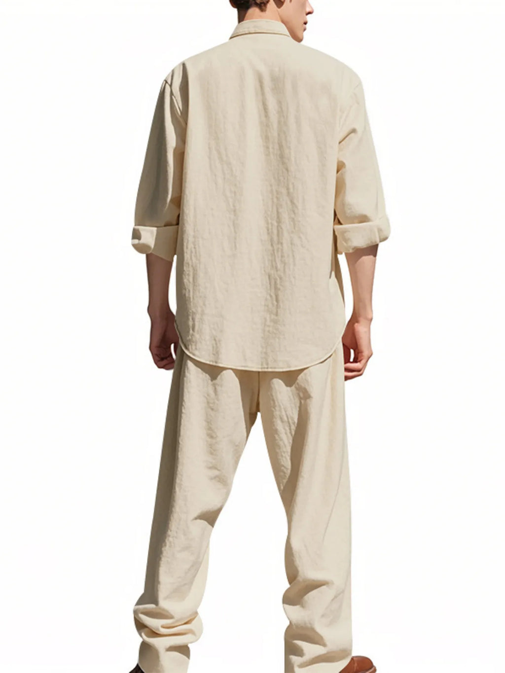 Button Up Shirt and Pants Set Plus Size in Black for Men