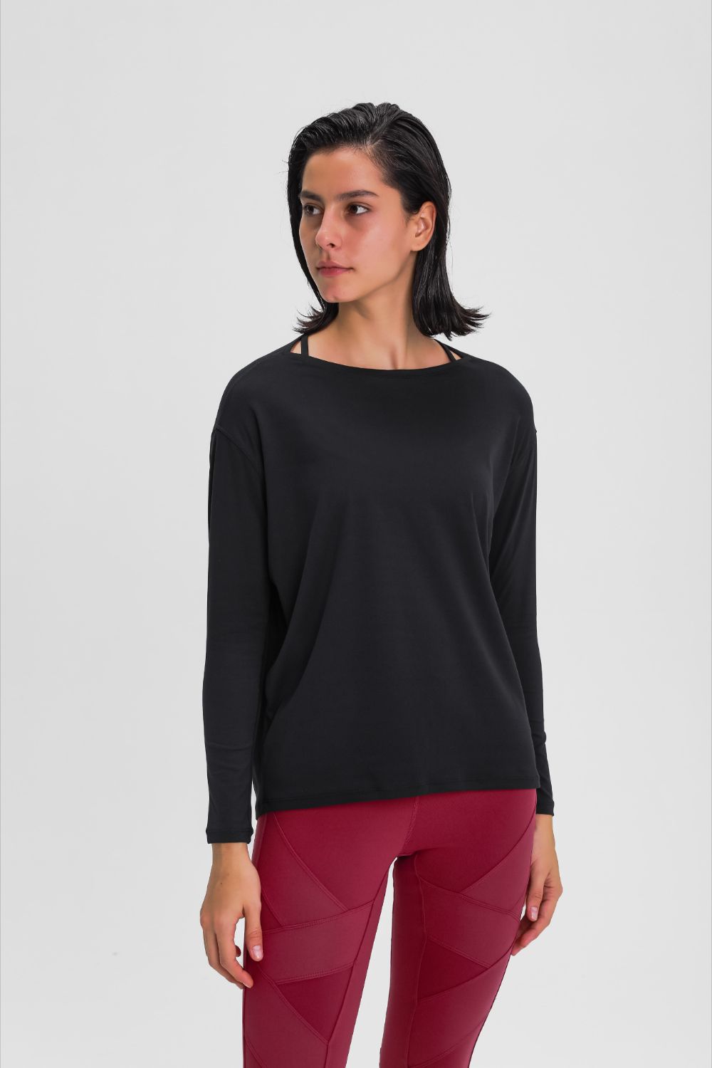 Loose Fit Active Top in Black for Women