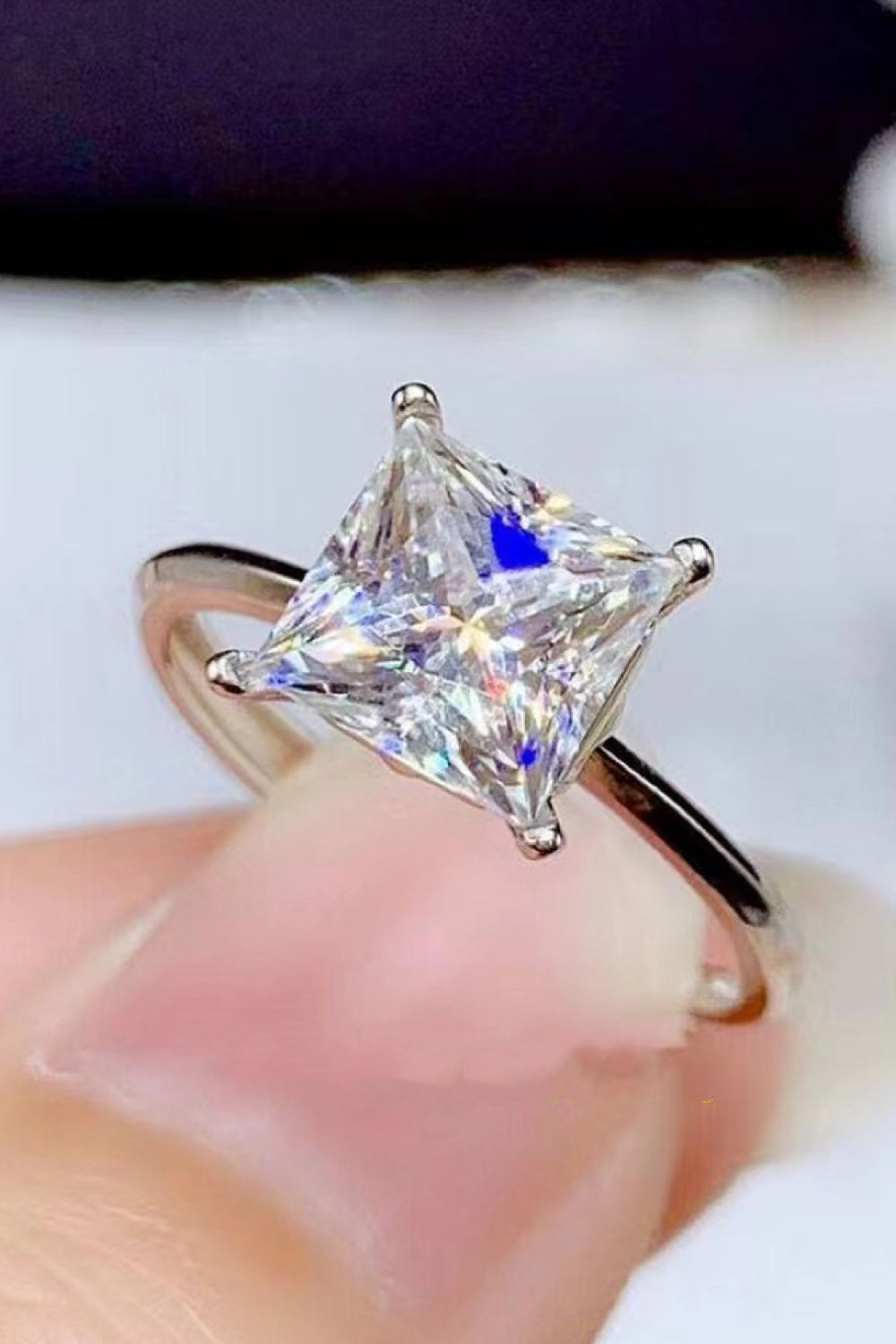 5 Carat Moissanite Solitaire Ring in Silver for Women