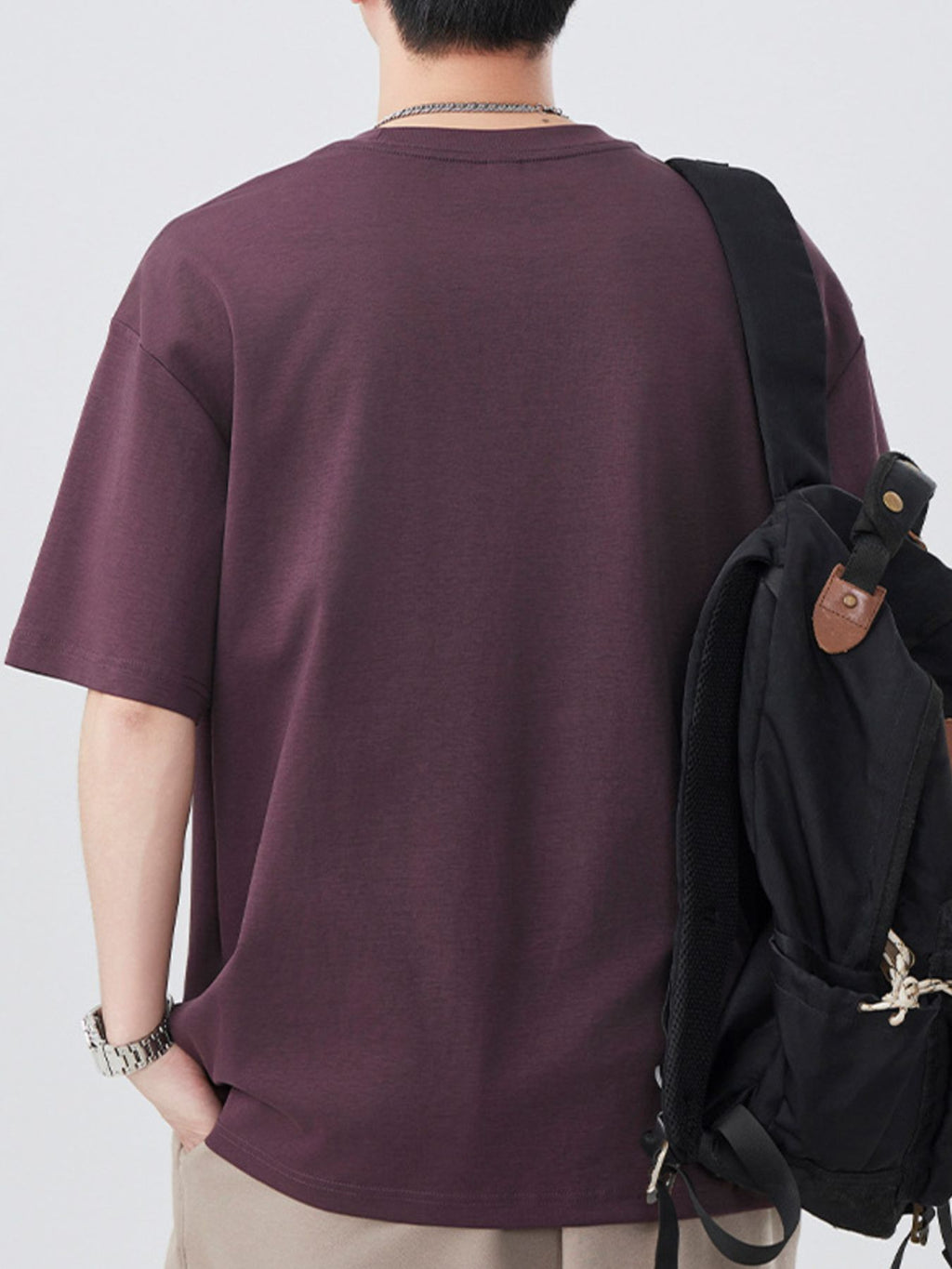 Plus Size Round Neck Short Sleeve T-Shirt in Classic in Black for Men