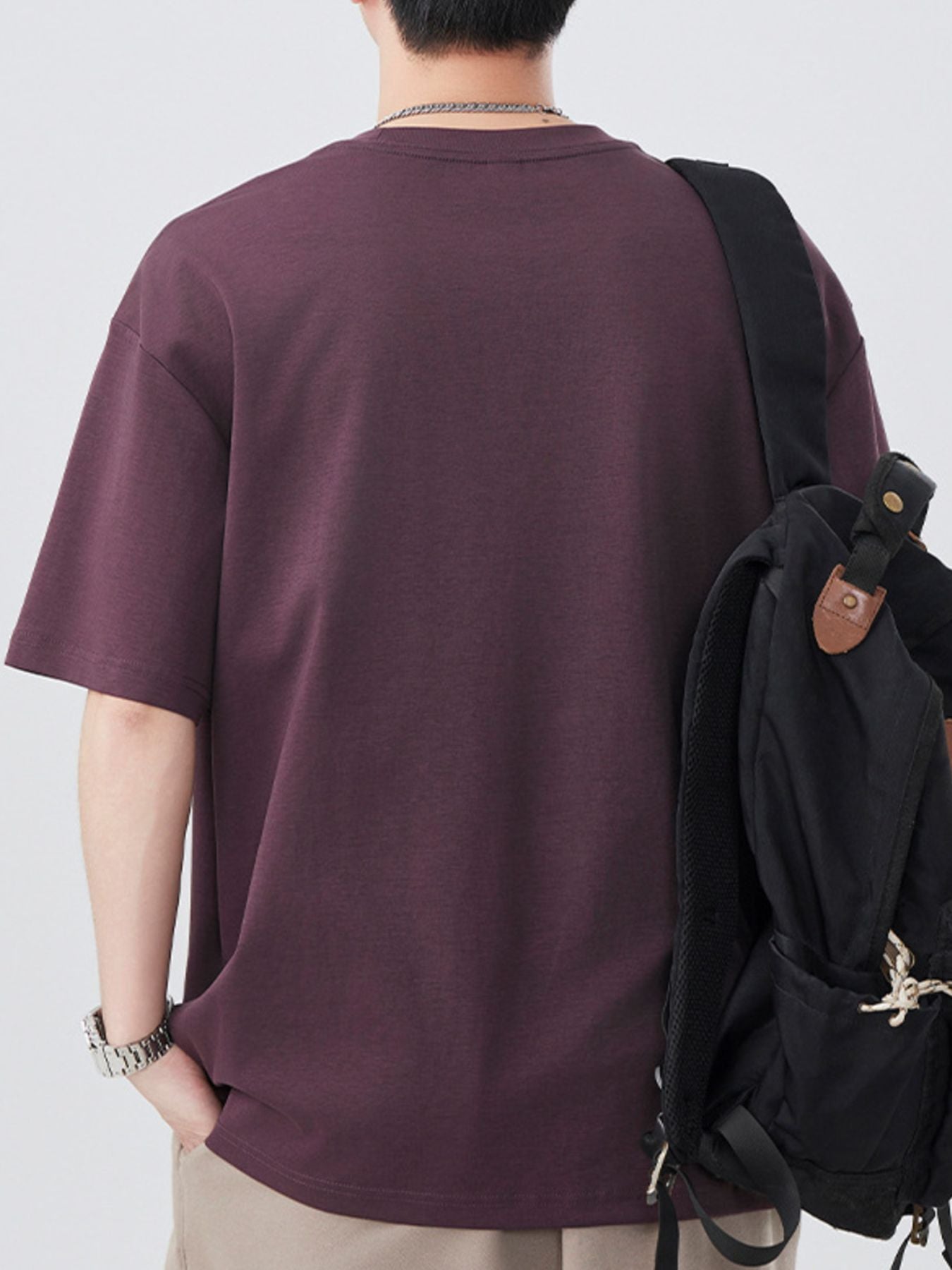 Plus Size Round Neck Short Sleeve T-Shirt in Classic in Black for Men