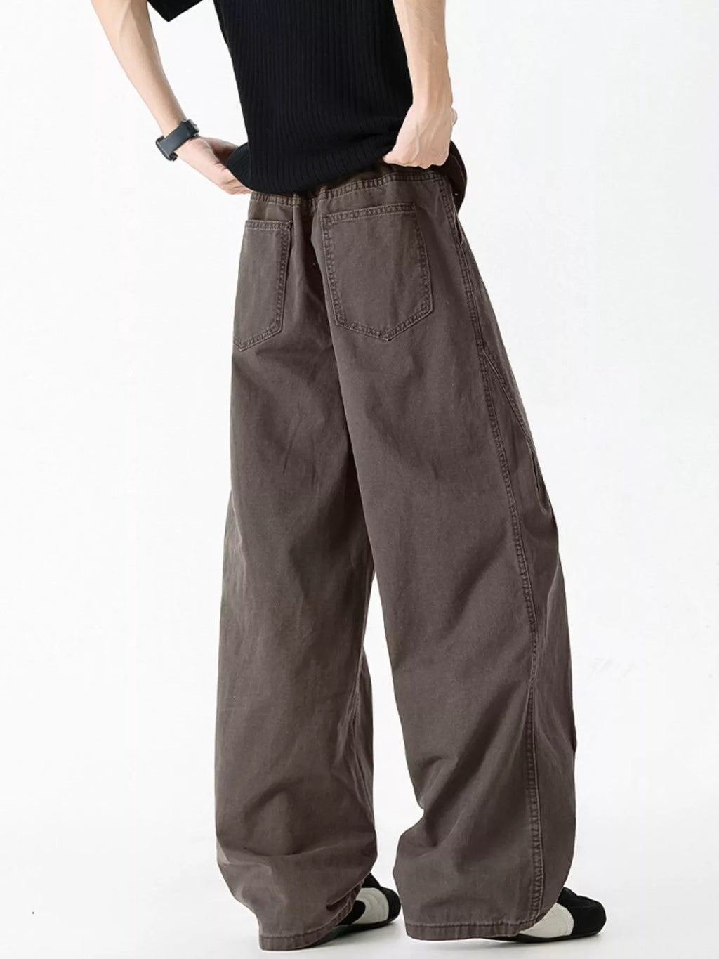 Wide Leg Jeans Plus Size in Green for Men
