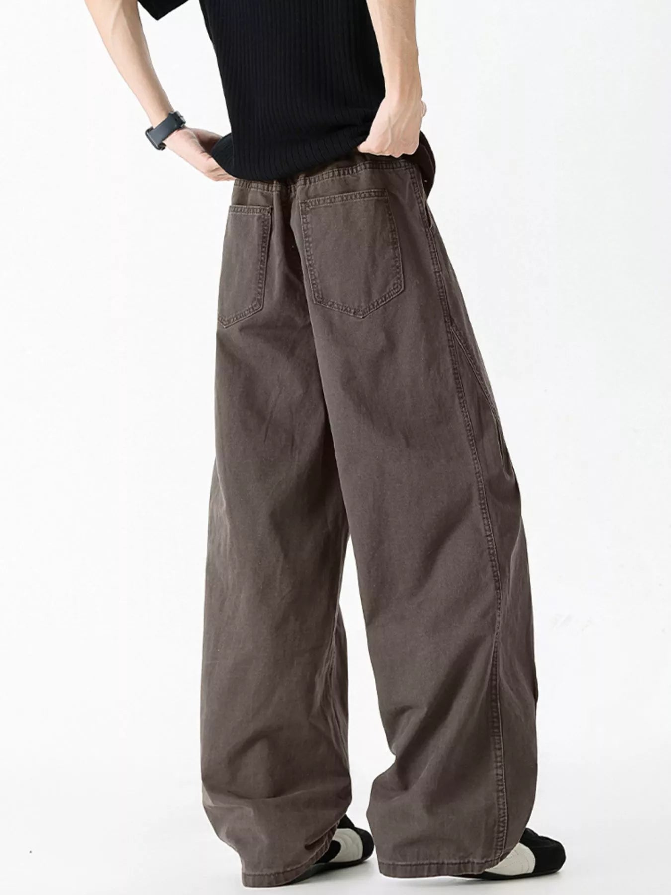 Wide Leg Jeans Plus Size in Green for Men