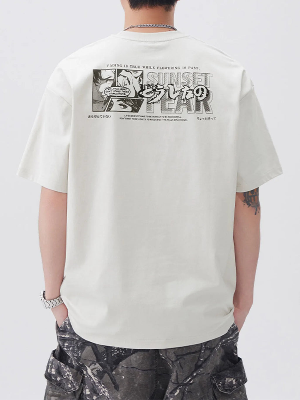 Plus Size Round Neck Short Sleeve T-Shirt in Apricot for Men