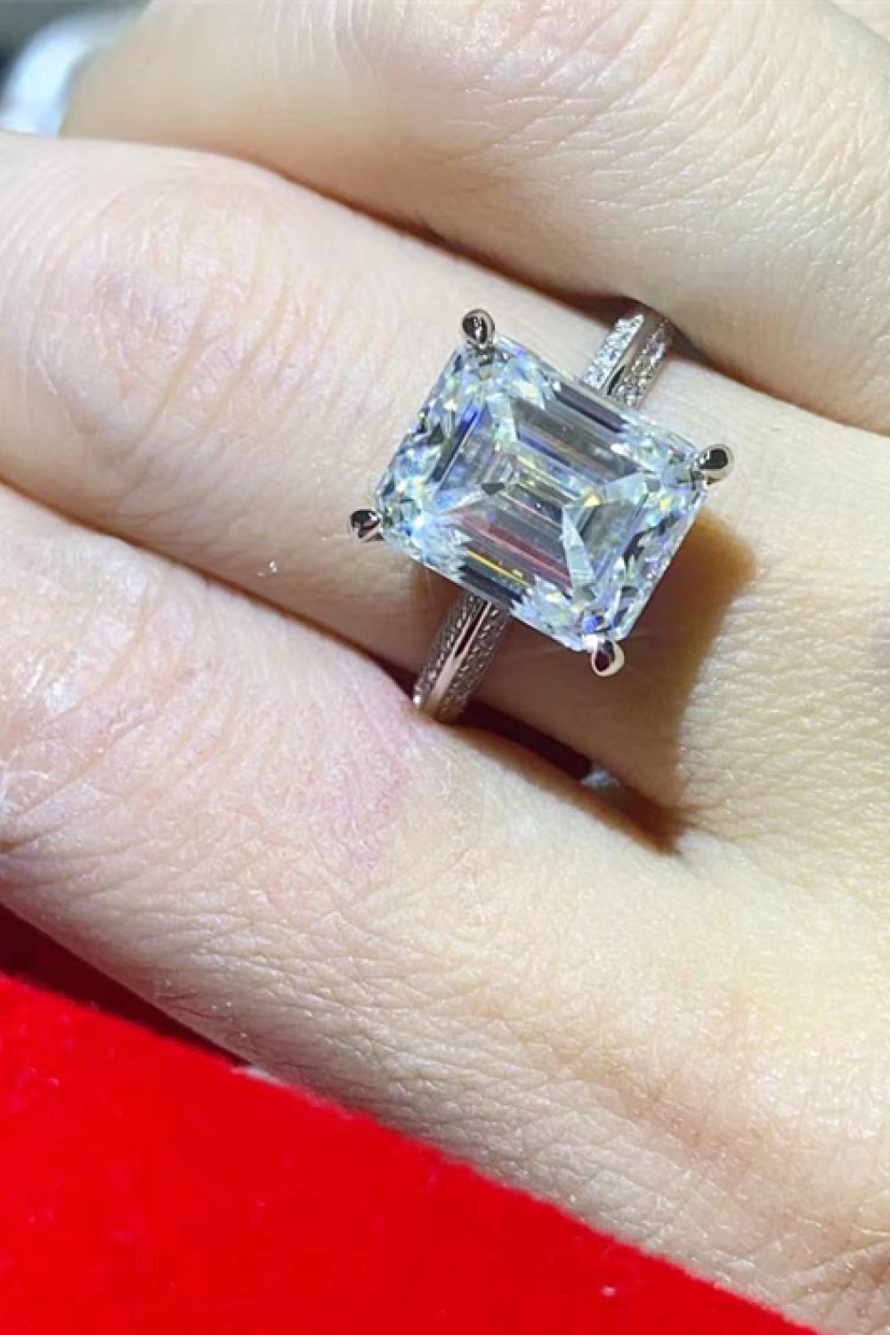 5 Carat Moissanite Platinum-Plated Ring in Silver for Women