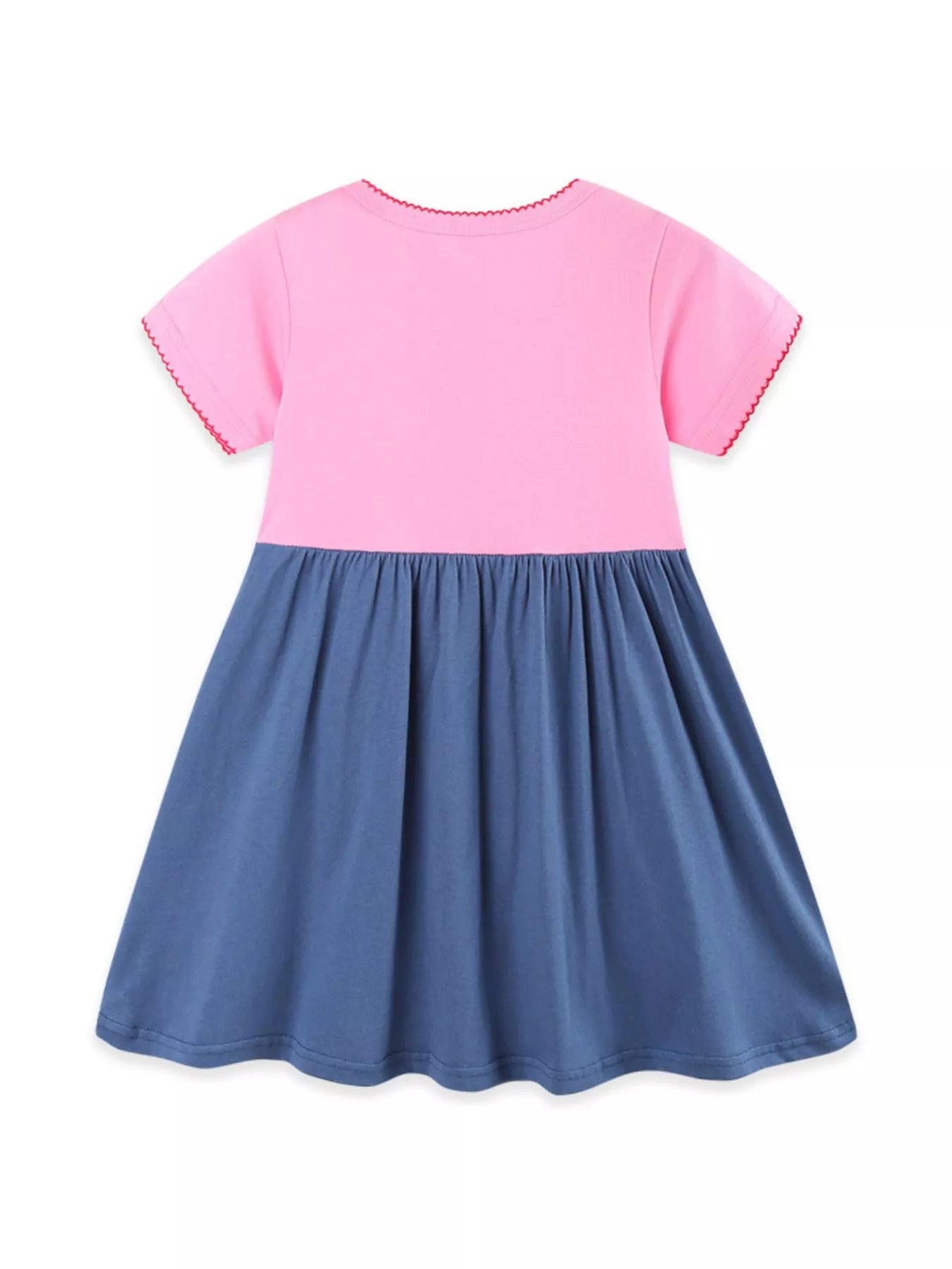 Heart Embroidered Casual Dress in Pink for Girls