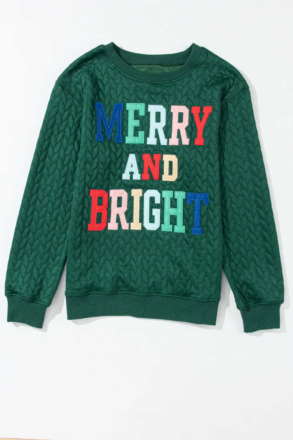 Plus Size Merry and Cable Knit Pullover Sweatshirt in Black for Women