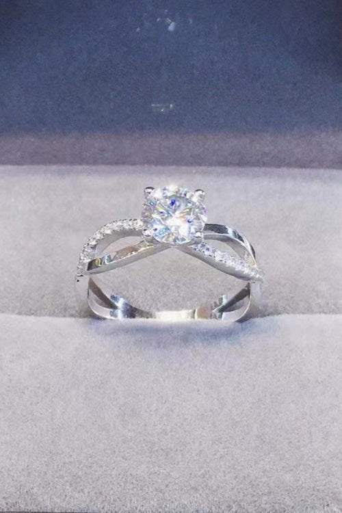 2 Carat Moissanite Crisscross 925 Sterling Silver Ring for Women
