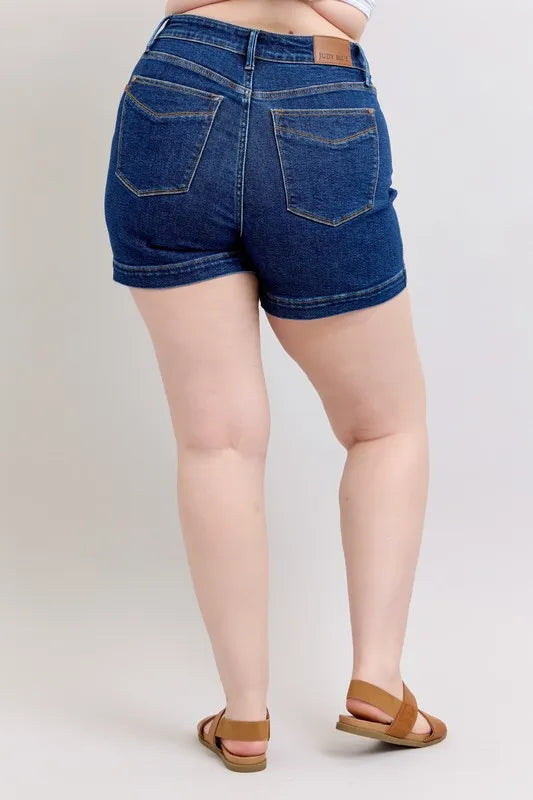 High Waist Tummy Control Denim Shorts Plus Size for Women