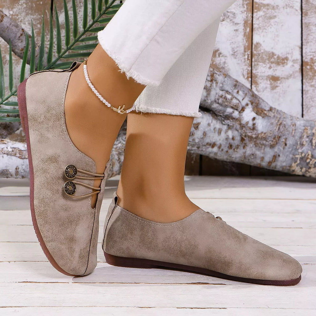 Round Toe Slip-Ons in Dark Brown for Women