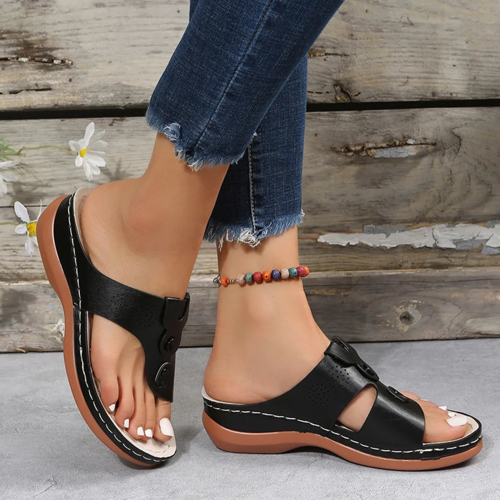 Cutout Wedge Sandals in Off-White for Women