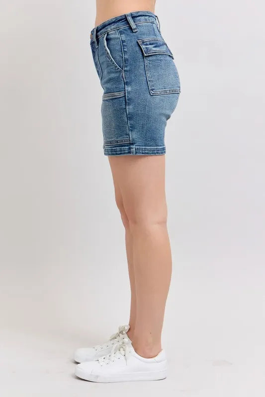 High Rise Denim Shorts Plus Size in Medium for Women