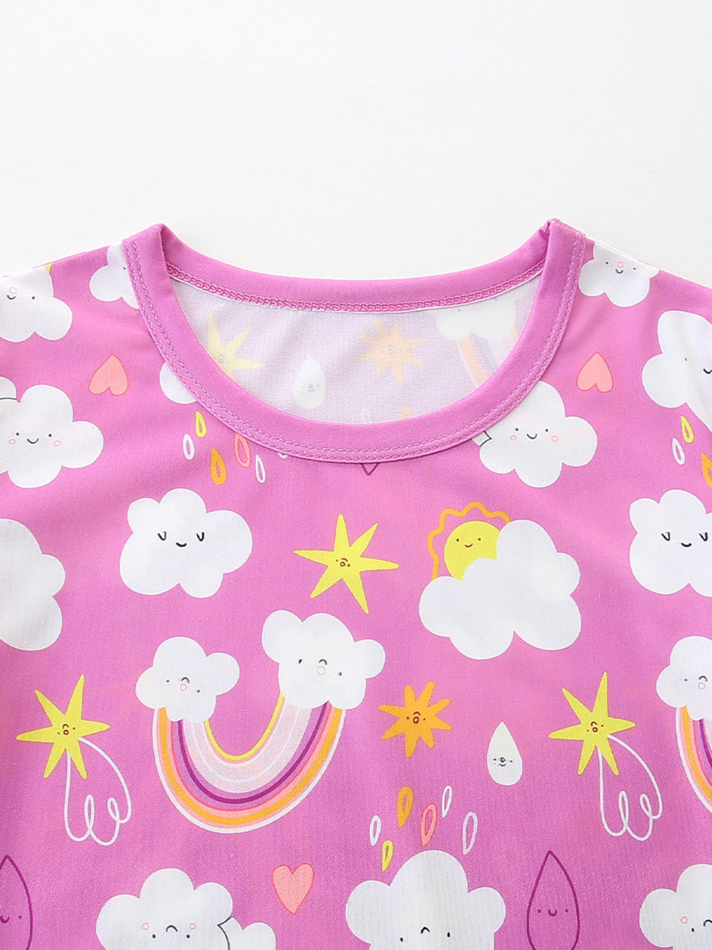 Rainbow Cloud Print Tee and Shorts Set in Multicolor for Girls