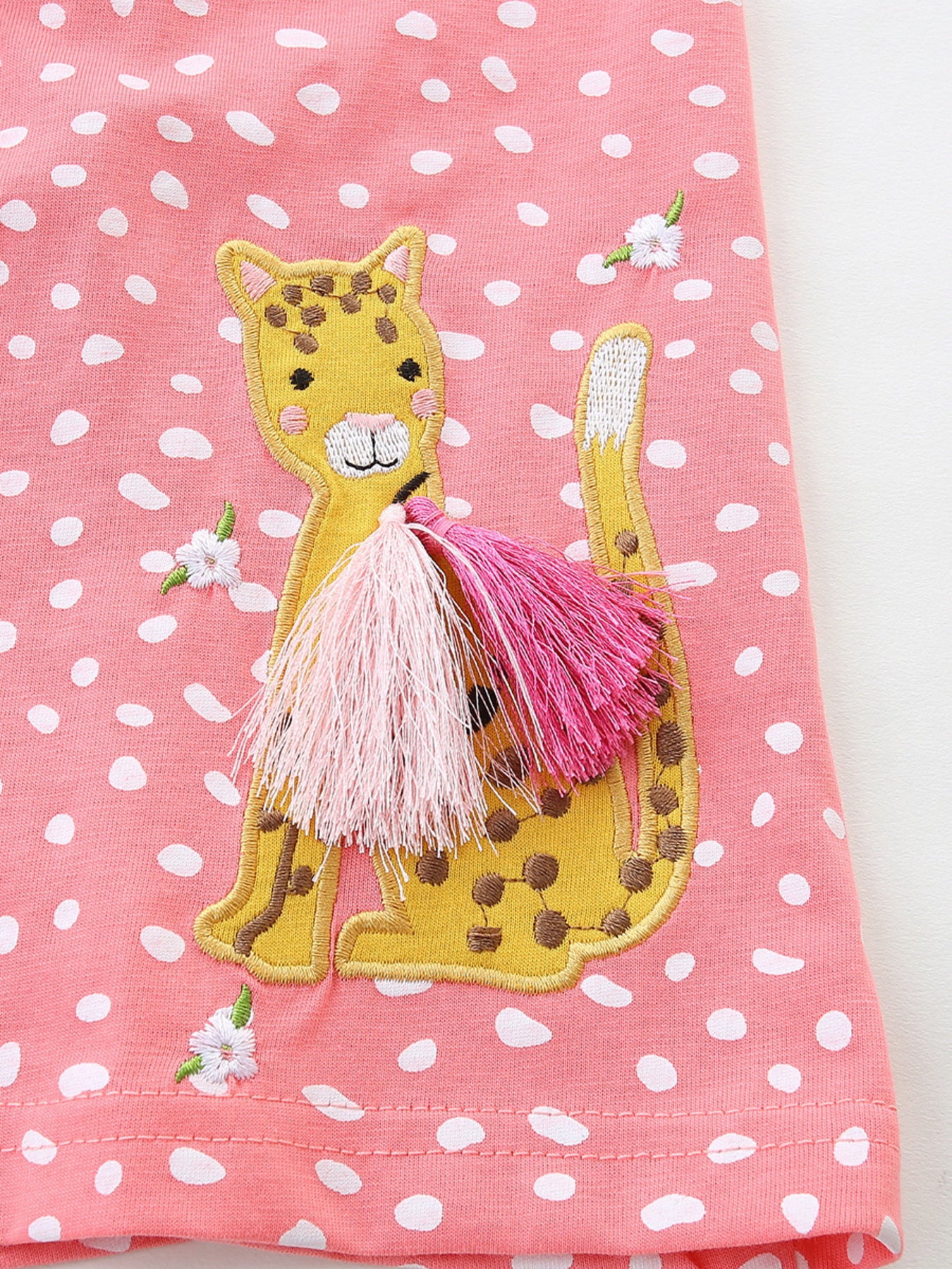 Ruffled Sleeve Polka Dot Embroidered Dress in Multicolor Multicolor for Girls