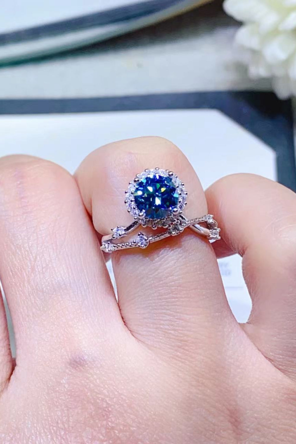 1 Carat Moissanite 925 Sterling Silver Ring in Purple for Women