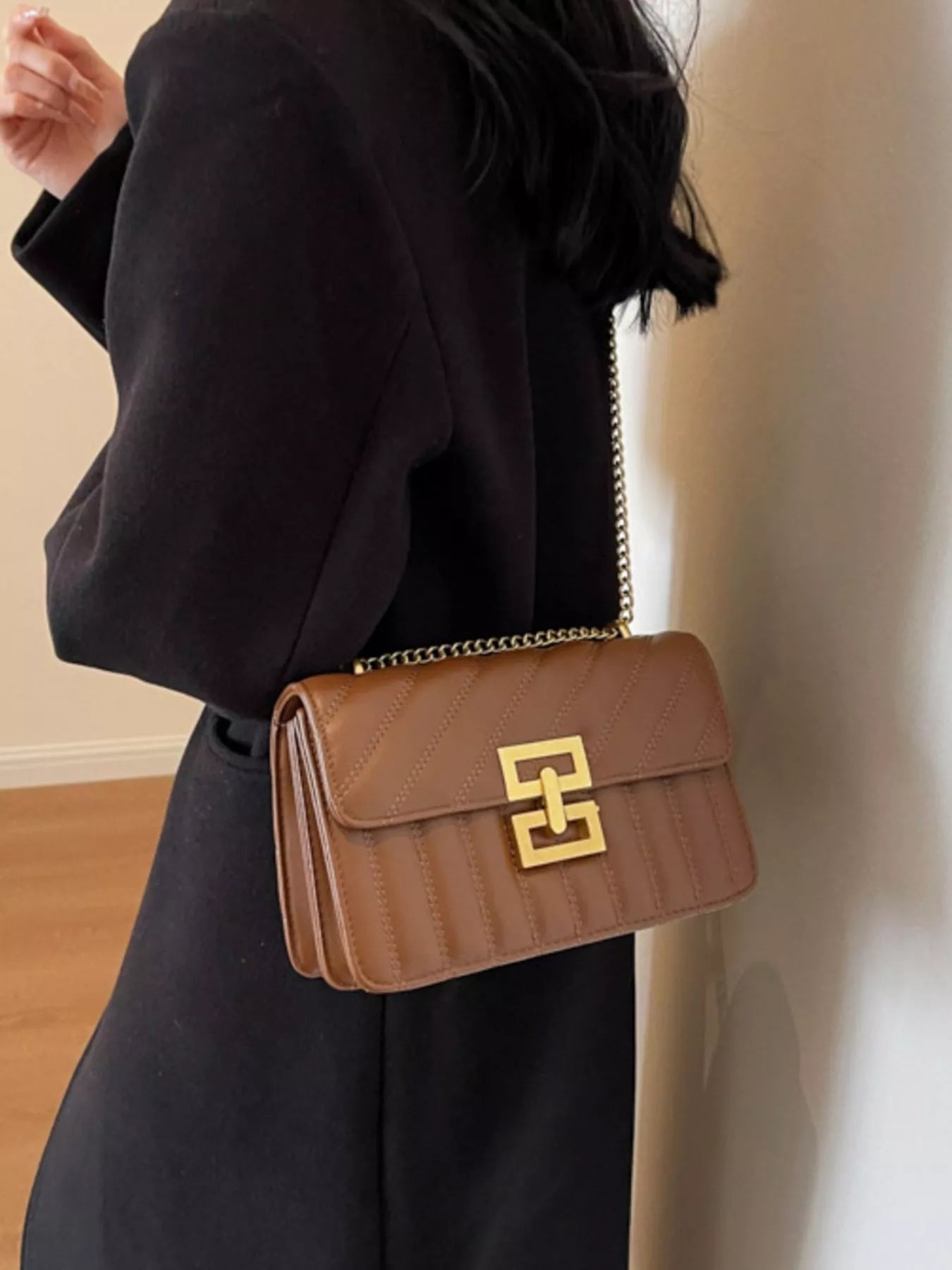 Quilted Flap Chain Crossbody Bag for Women