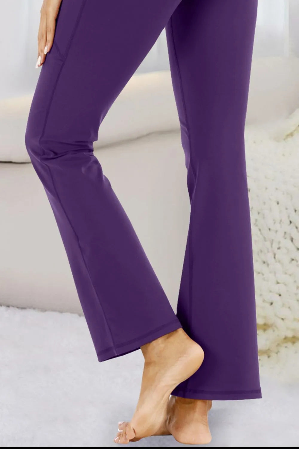 Pocketed High Waist Active Pants in Gray for Women
