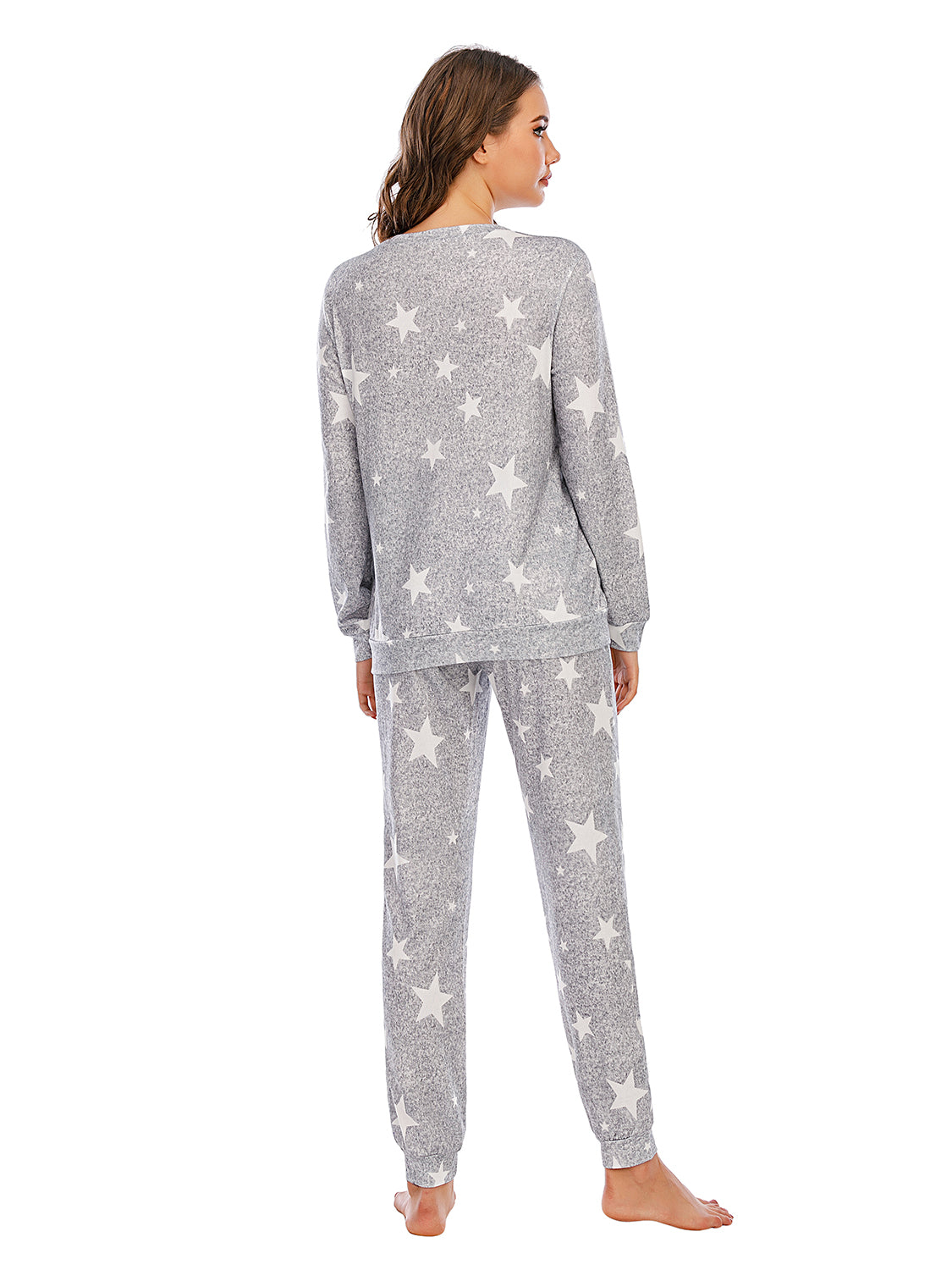 Star Top and Pants Lounge Set in Heather Gray for Women