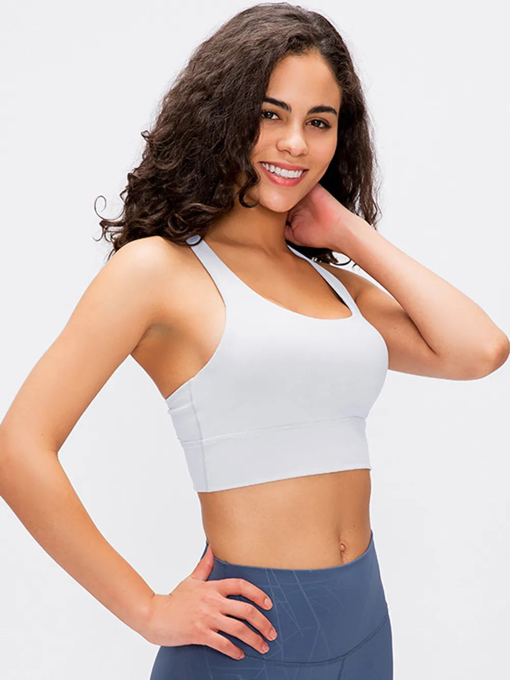 Crisscross Scoop Neck Active Tank in Sage for Women