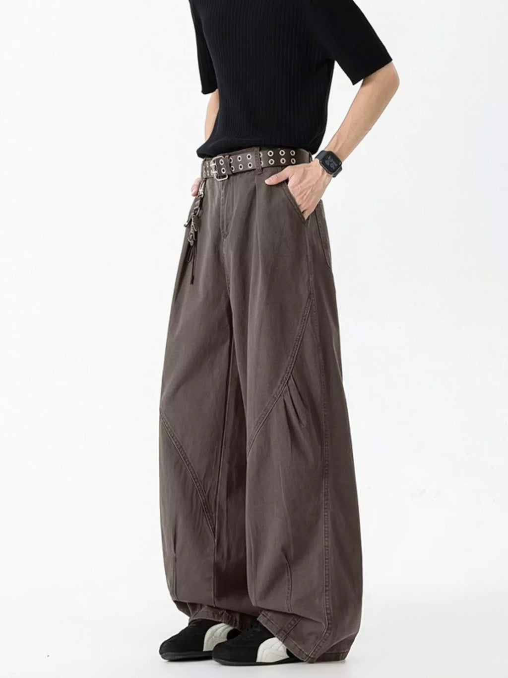 Wide Leg Jeans Plus Size in Green for Men