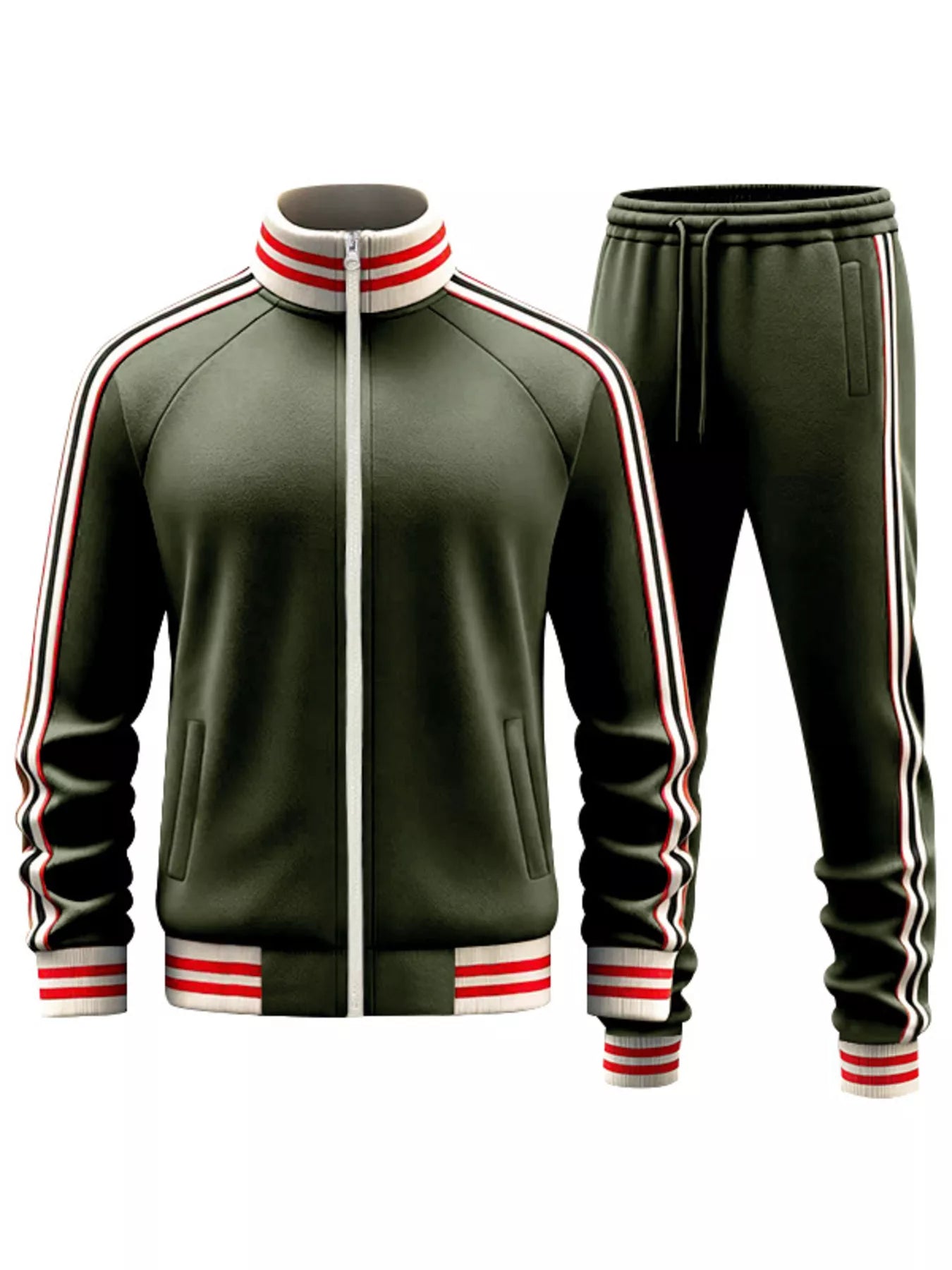 Striped Zip Up Outerwear and Pants Plus Size in Cerulean for Men